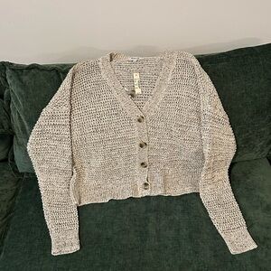 Cozy Beige Knit Cardigan Sweater